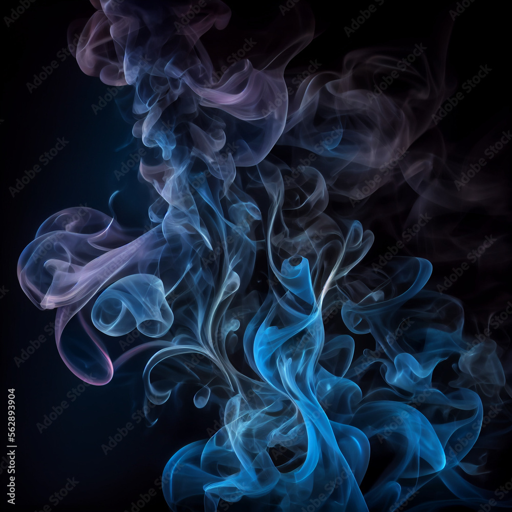 Obraz premium Blue Smoke on Black Background Generative