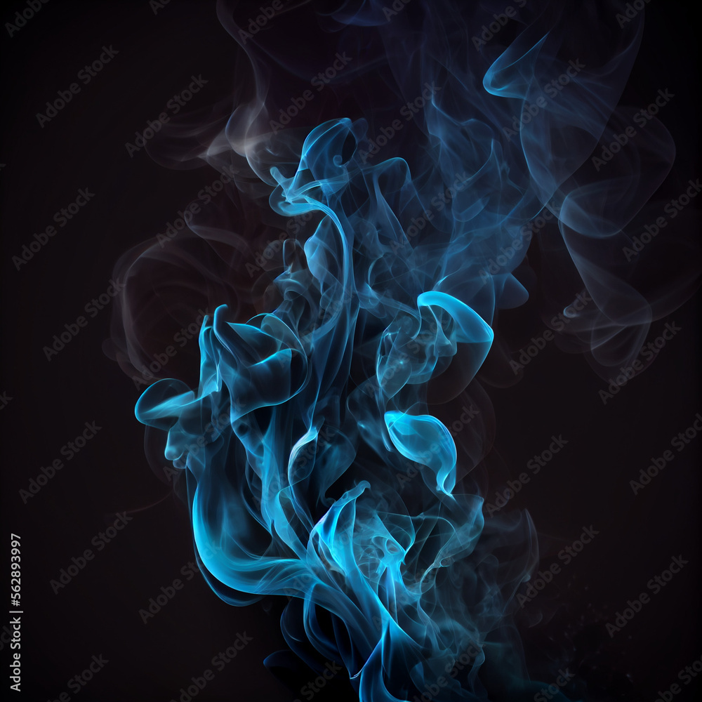 Blue Smoke on Black Background Generative Blue Smoke on Black Background Generative