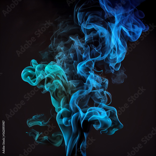 Blue Smoke on Black Background Generative