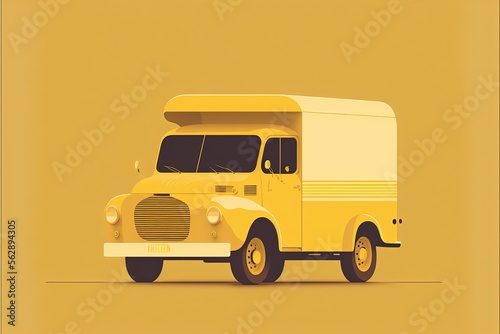 Yellow delivery truck, yellow background. Generative AI