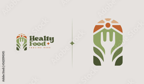 Healthy Food Logo Template. Universal creative premium symbol. Vector illustration. Creative Minimal design template. Symbol for Corporate Business Identity