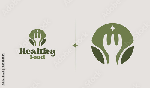 Healthy Food Logo Template. Universal creative premium symbol. Vector illustration. Creative Minimal design template. Symbol for Corporate Business Identity