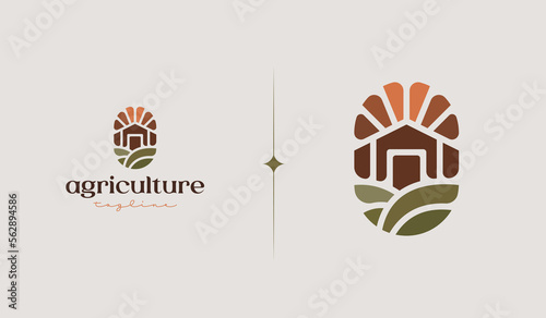 Agriculture Farm Logo Template. Universal creative premium symbol. Vector illustration. Creative Minimal design template. Symbol for Corporate Business Identity