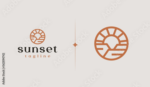 Sunset Hill Logo Template. Universal creative premium symbol. Vector illustration. Creative Minimal design template. Symbol for Corporate Business Identity