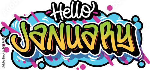 Name of months in readable lettering graffiti style vector design with vibrant color. Isolated on white background.