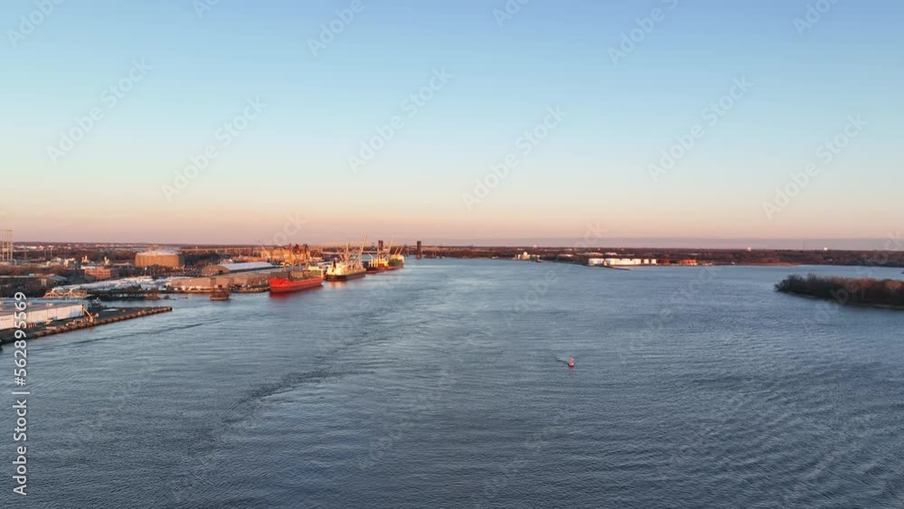 Aerial View Of Delaware River in Port Richmond section of Philadelphia Port Aerial View Of Delaware River in Port Richmond section of Philadelphia Port