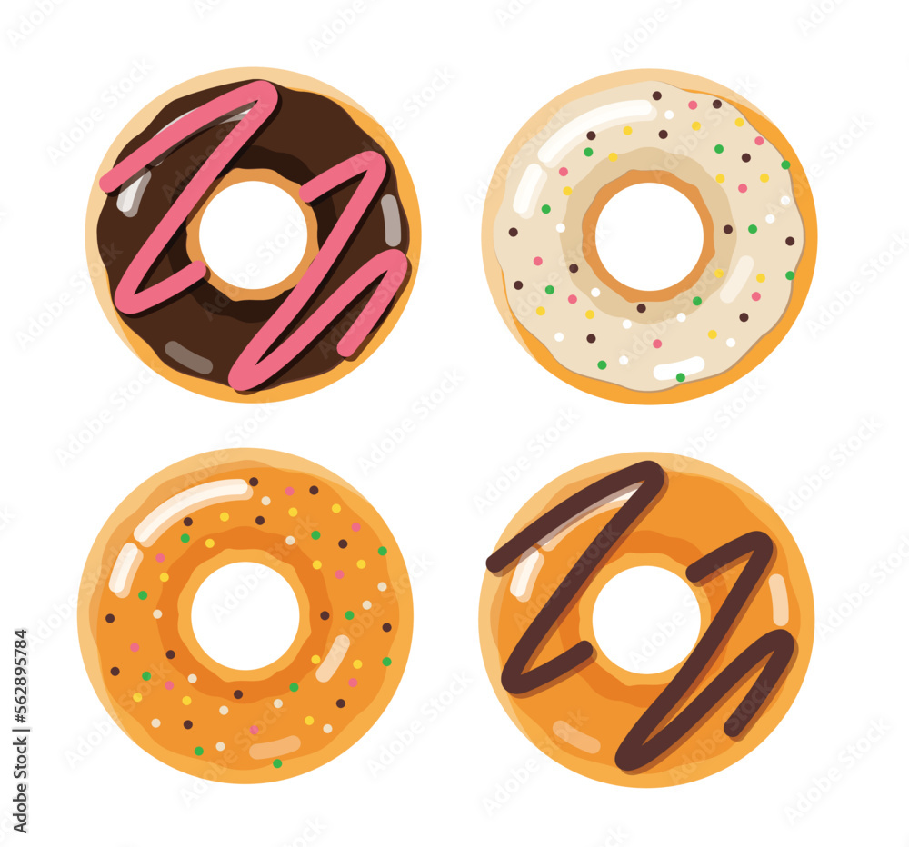 Fototapeta premium set of donuts isolated element vector illustration