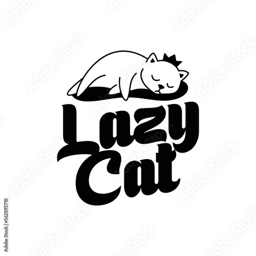 Lazy cat, cute sleeping cat icon, logo design, vector illustration