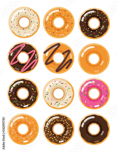 set of donuts isolated element vector illustration
