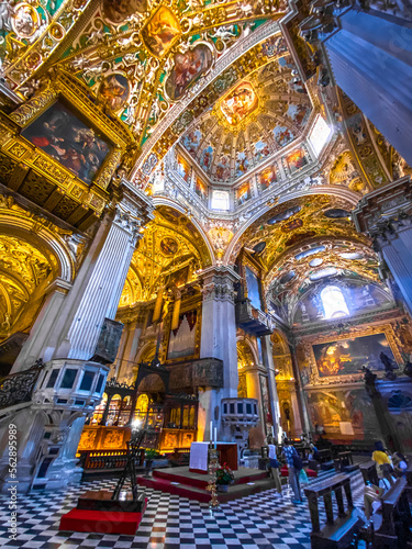 Basilica of Santa Maria Maggiore, a major church in the upper town of Bergamo, Northern Italy