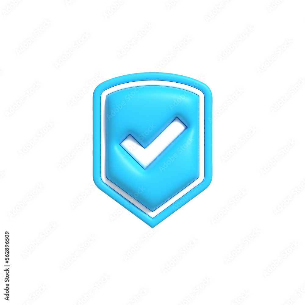 Guard shield icon, Safety shield with check mark inside, Security and Guaranteed 3d render illustration Guard shield icon, Safety shield with check mark inside, Security and Guaranteed 3d render illustration