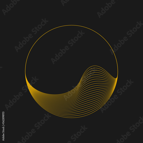 Abstract yellow oval dotted lines in circle form. Vector deformed ellipse. Concentric circles. Design element for logo, sign, symbol, tattoo, web, prints, posters, template, social media 