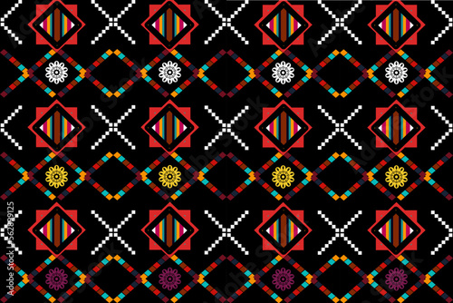 Seamless geometric ethnic asian oriental and tradition pattern design for texture and background. Silk and fabric pattern decoration for carpet, clothing, wrapping and wallpaper
