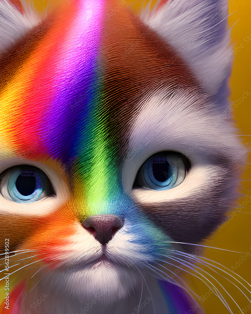 cute rainbow kitten colorful generative ai