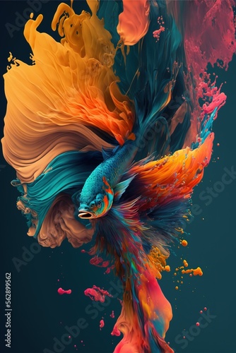 Abstract colourful fish in sea backgrounds.