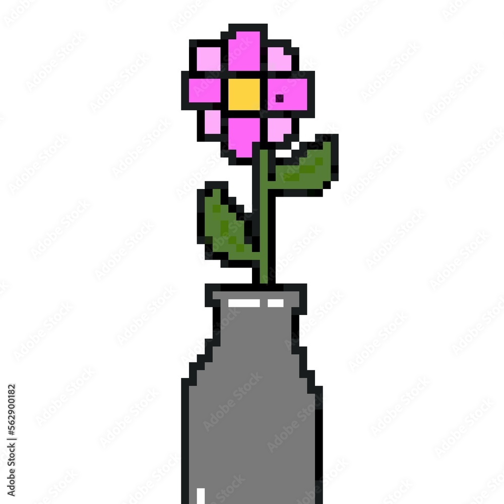Fototapeta premium pixel art of flower pot cartoon