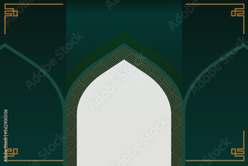 Islamic background with ornament and pattern design vector in green color