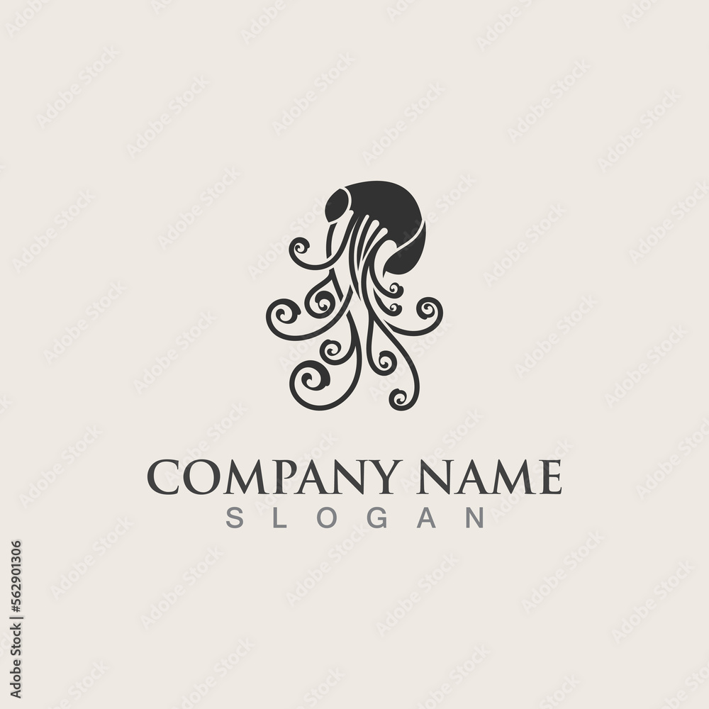 Jellyfish icon illustration design, simple logo template vector