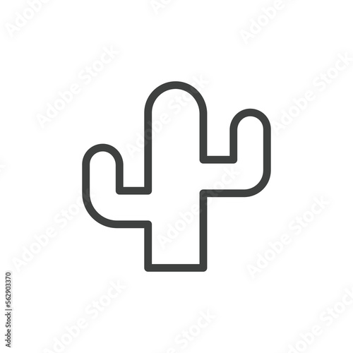 Cactus Outline Icon. Cactus Line Art Logo. Vector Illustration. Isolated on White Background. Editable Stroke