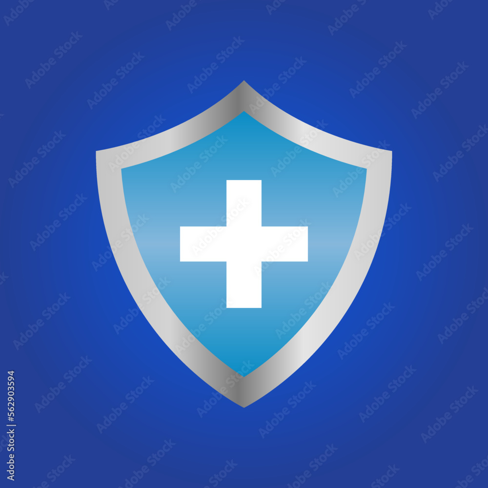 blue shield with cross logo design vector template blue shield with cross logo design vector template