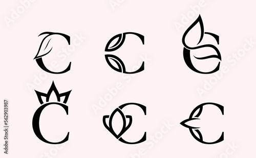 monogram set of letter C brand beauty logo