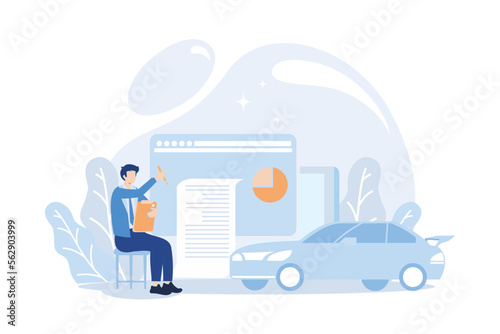 Financial management illustration. Characters paying credit, mortgage, taxes and household invoice bills. Personal finances, loans and debt concept. Flat vector illustration 