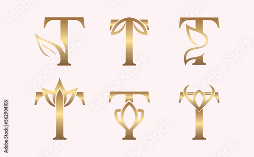 monogram set of letter T brand beauty logo