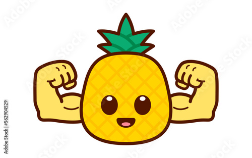 Cute Strong Pinepple Character Illustration