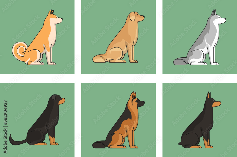 cute icon set set with dogs collection. Vector illustration of ...
