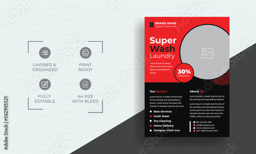 Laundry Service Flyer, Laundry service flyer template. Laundry service poster design ideas. Cleaning service leaflet template