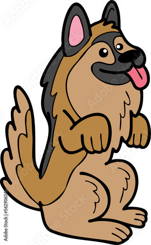 Hand Drawn German Shepherd Dog begging owner illustration in doodle style © toonsteb