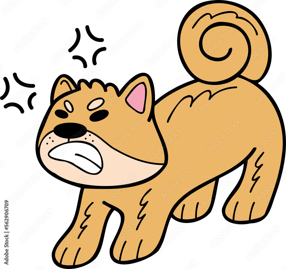 Hand Drawn angry Shiba Inu Dog illustration in doodle style Stock ...
