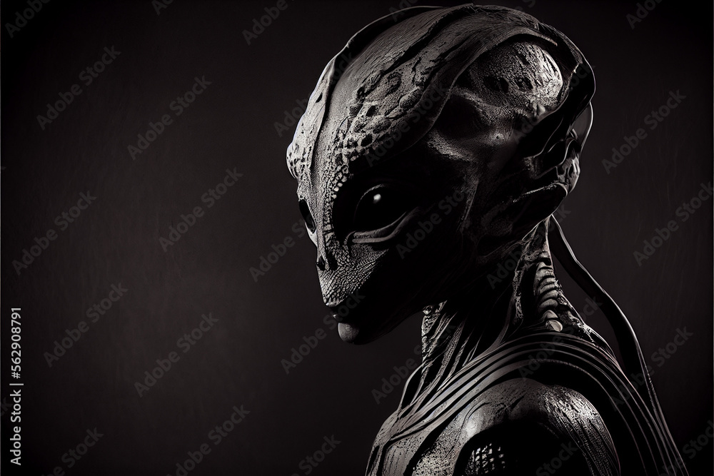 Portrait of an alien on a black background. generative ai Portrait of an alien on a black background. generative ai