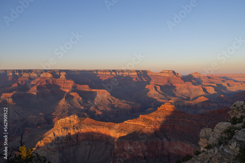 Sunset view into the Grand Canyon National Park from South Rim, Arizona 