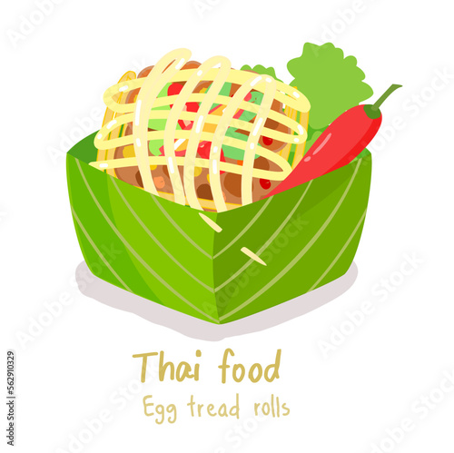 Illustrstion Thai food “Egg tread rolls” vector.