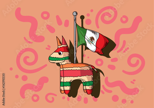 pinata with mexican flag