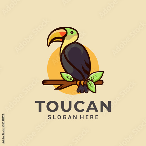 Colorful toucan vector logo illustration