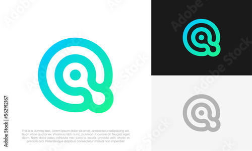 Q letter logo initial technology design vector