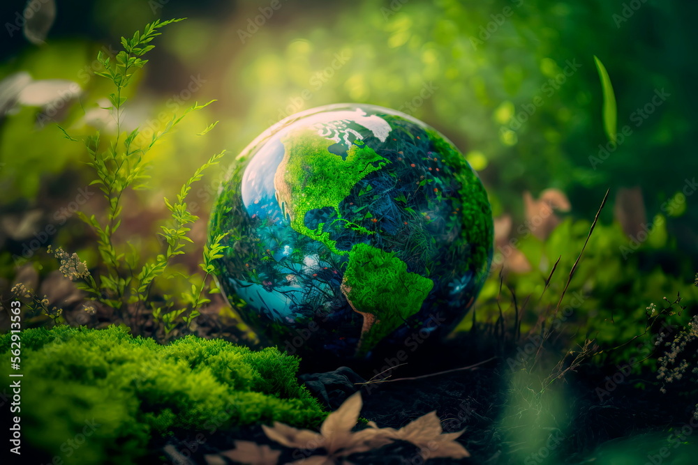 International Earth Day, small earth on soil in the forest Generative AI International Earth Day, small earth on soil in the forest Generative AI