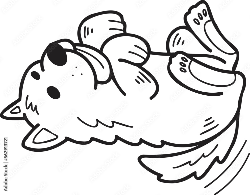 Hand Drawn sleeping Samoyed Dog illustration in doodle style Hand Drawn sleeping Samoyed Dog illustration in doodle style