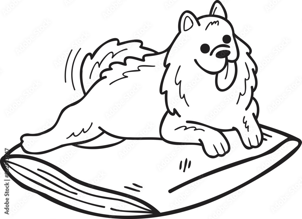 Hand Drawn sleeping Samoyed Dog illustration in doodle style Hand Drawn sleeping Samoyed Dog illustration in doodle style