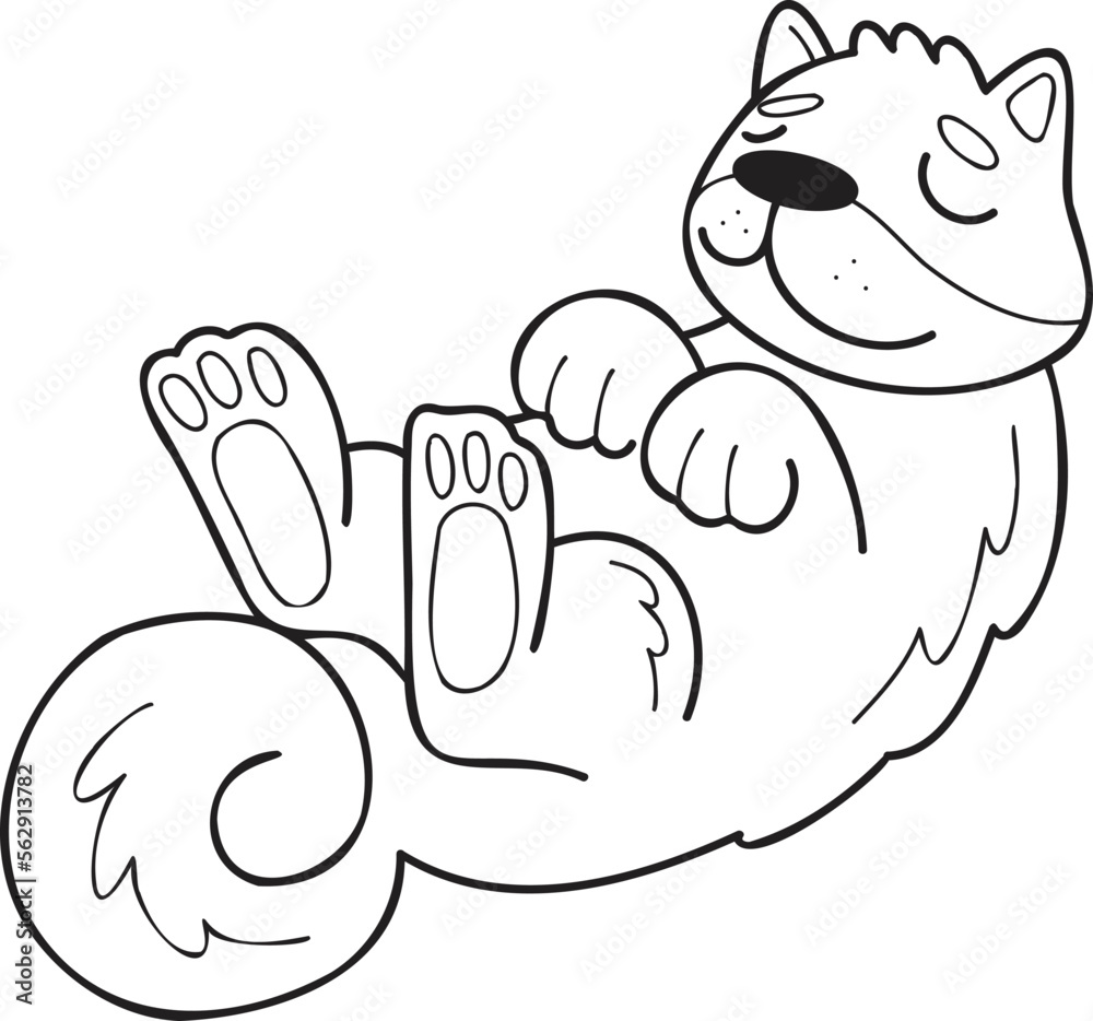 Hand Drawn sleeping Shiba Inu Dog illustration in doodle style Hand Drawn sleeping Shiba Inu Dog illustration in doodle style