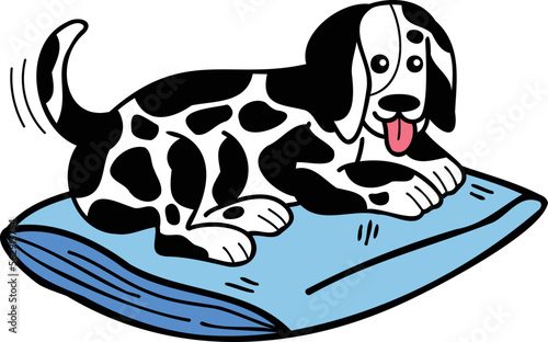 Hand Drawn sleeping Dalmatian Dog illustration in doodle style