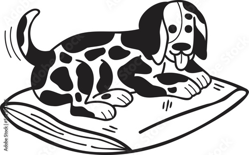 Hand Drawn sleeping Dalmatian Dog illustration in doodle style