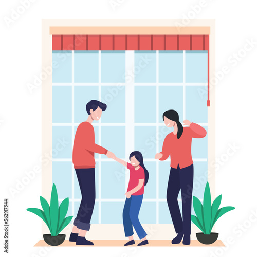Dancing Familly Flat Illustration