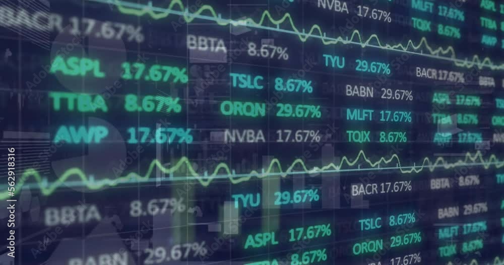 Animation of financial data processing over grid