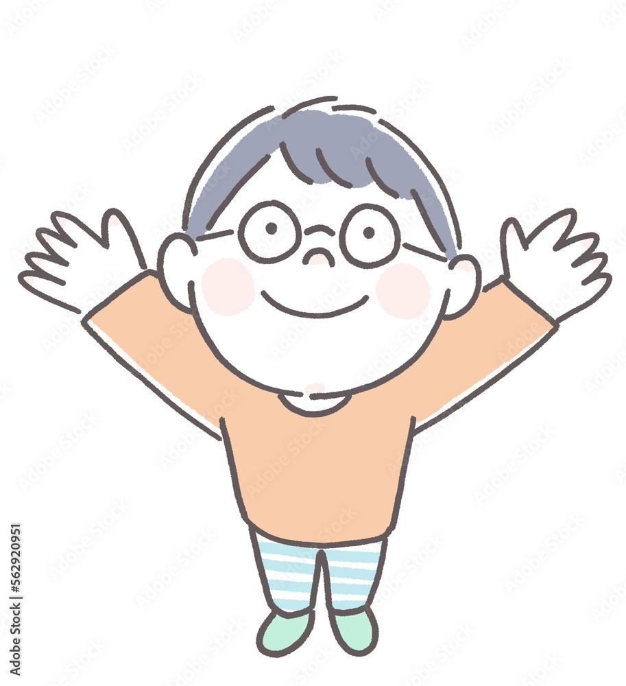 Fototapeta premium 手を挙げる男の子