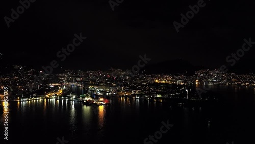 Wallpaper Mural Aerial night view of Bergen Norway with small fireworks explode throughout city during new year celebration Torontodigital.ca