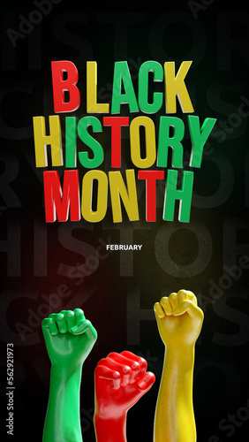 Black History Month 3d style Template Design Illustration, African American History.  photo