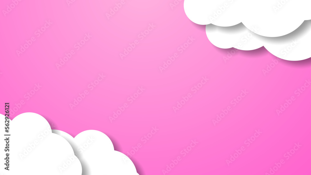 pink background with white clouds decoration
